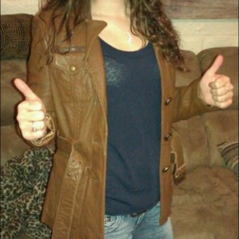 Michael Kors Brown Leather Jacket